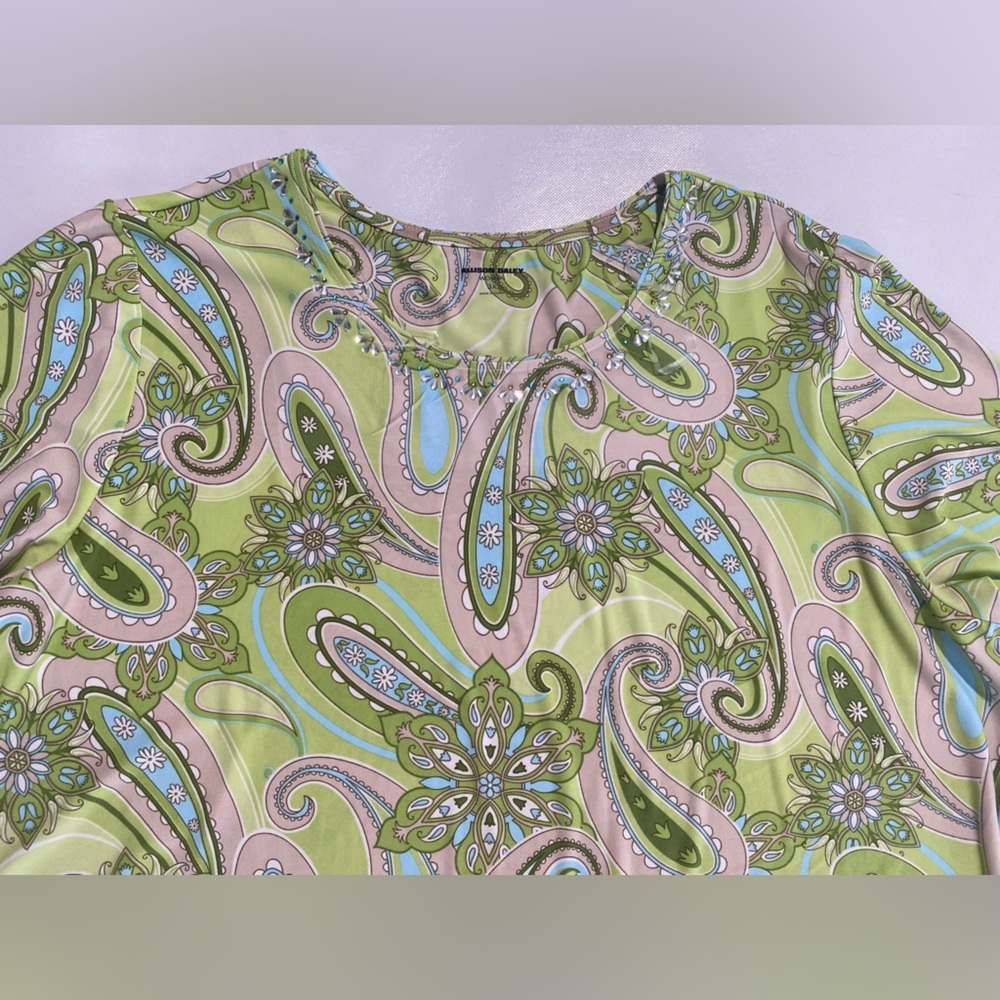 NEW Plus Size 3X Allison Daley Embellish Paisley Border Print 3/4 Sleeve Top $69 - Picture 6 of 9